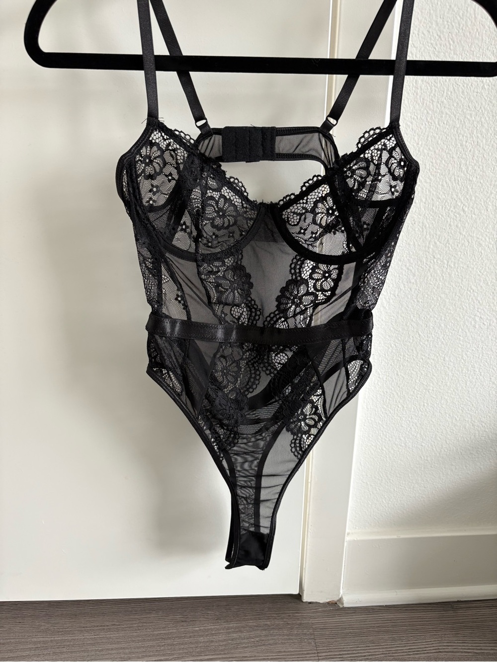 Sheer Black Lace Bodysuit